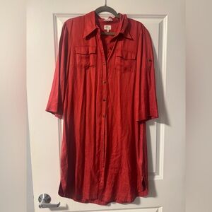 L.L. Bean silk Red Shirt Dress